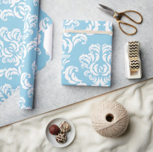 Papel De Regalo Patrón de Damasco Azul, Damasco Francés
