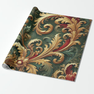 Papel De Regalo Patrón de Damasco barroco de lujo