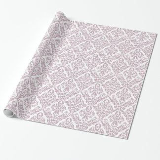 Papel De Regalo Patrón de Damasco blanco morado claro