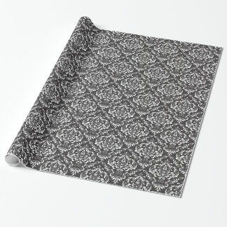 Papel De Regalo Patrón de Damasco blanco negro