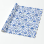 Papel De Regalo Patrón de Damasco blanco y azul de vintage<br><div class="desc">Un elegante patrón de damasco blanco y azul vintage hace una encantadora elección en papel de envoltura para tantas ocasiones.</div>