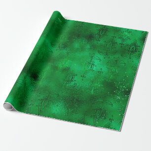 Papel De Regalo Patrón de Damasco de Glam Verde Esmeralda