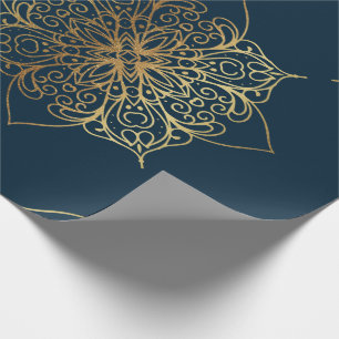 Papel De Regalo Patrón de Damasco de Mandala dorada