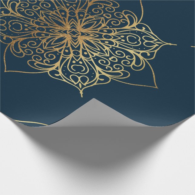 Papel De Regalo Patrón de Damasco de Mandala dorada (Esquina)