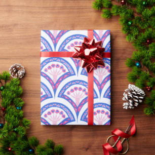 Papel De Regalo patrón de damasco floral azul
