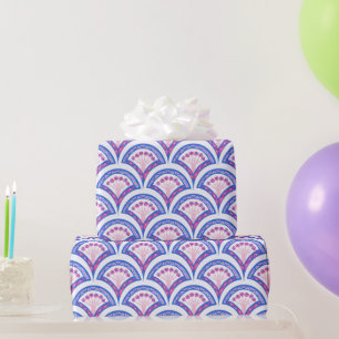 Papel De Regalo patrón de damasco floral azul