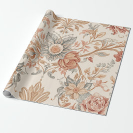 Papel De Regalo Patrón de Damasco floral de vintage con Rosas y sa