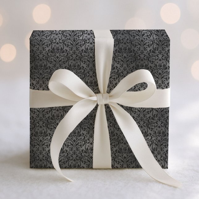 Papel De Regalo Patrón de Damasco gótico negro y gris (Subido por el creador)
