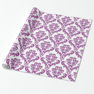 Papel De Regalo Patrón de Damasco púrpura