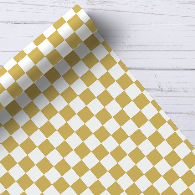 Papel De Regalo Patrón de damero dorado y blanco (Subido por el creador)