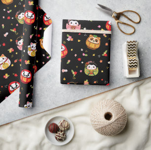 Papel De Regalo patrón de daruma kawaii
