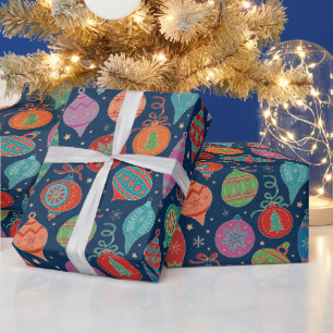 Papel De Regalo Patrón de decoración de árbol de Navidad dorado mu
