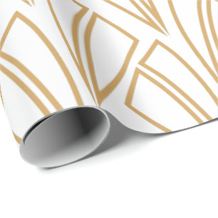 Papel De Regalo Patrón de decoración de arte dorado y blanco
