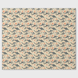 Papel De Regalo Patrón de delfín acuarela costero océano coral