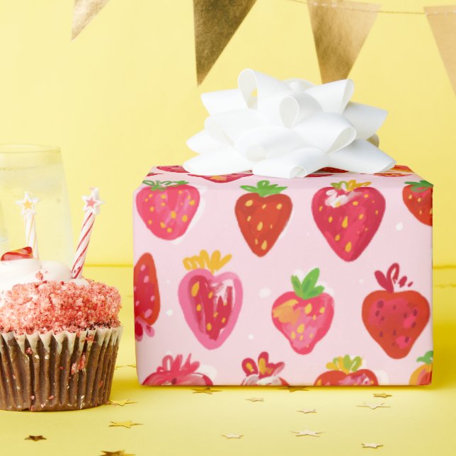 Papel De Regalo Patrón de Delicia de Fresa (Fiesta de cumpleaños )