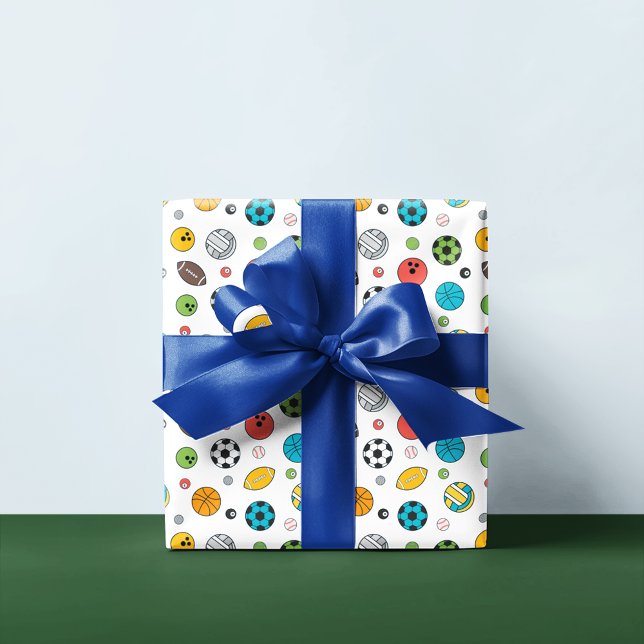 Papel De Regalo Patrón de deportes de todo | Blanco (Subido por el creador)