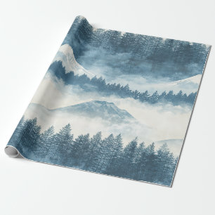 Papel De Regalo Patrón de desierto de montaña azul nevada