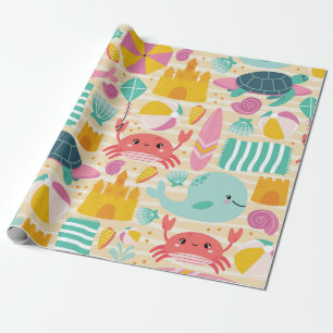 Papel De Regalo Patrón de Día de Playa Cuta
