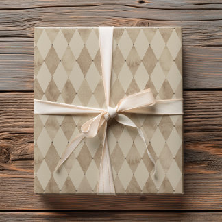 Papel De Regalo Patrón de diamante de arlequín de acuarela beige n