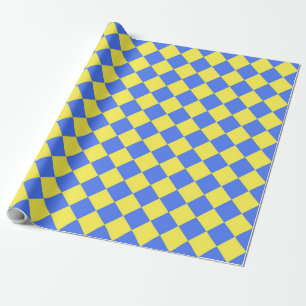 Papel De Regalo Patrón de diamante de cuadros azul amarillo