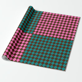 Papel De Regalo Patrón de diamante de cuadros verde azulado rosa m