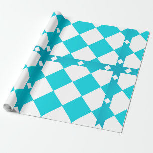 Papel De Regalo Patrón de diamante de tablero de cheques turquesa 