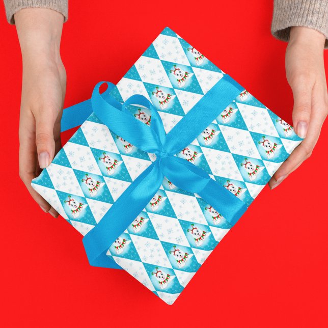 Papel De Regalo Patrón de Diamante de Vacaciones de Invierno Samoy (Adorable dog Christmas wrapping paper!)