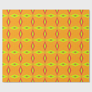 Papel De Regalo Patrón de diamante geométrico retro naranja y lima