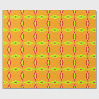 Papel De Regalo Patrón de diamante geométrico retro naranja y lima