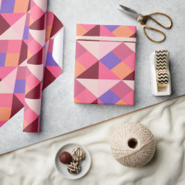 Papel De Regalo Patrón de diamante geométrico – Rosa y púrpura