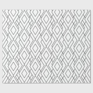 Papel De Regalo Patrón de diamante negro y blanco Art Decó