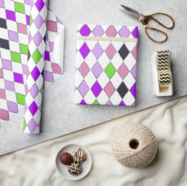 Papel De Regalo Patrón de diamante púrpura retro festivo