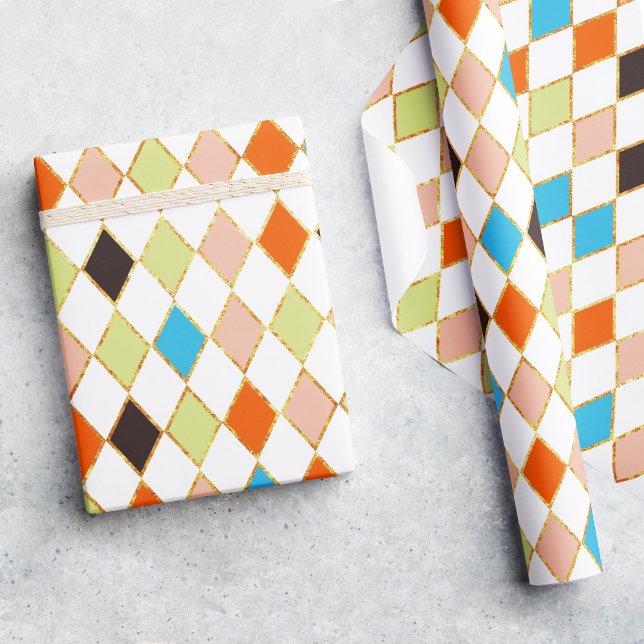 Papel De Regalo Patrón de diamante retro pastel festivo (Subido por el creador)