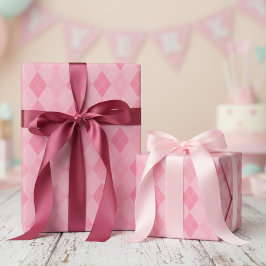 Papel De Regalo Patrón de diamante rosado pequeño de arglos