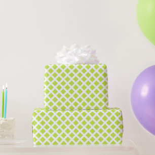 Papel De Regalo Patrón de diamante verde y blanco pastel