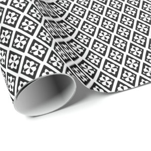 Papel De Regalo Patrón de diamantes - blanco y negro