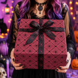 Papel De Regalo Patrón de diamantes de telaraña gótica rosa y negr