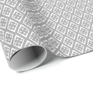 Papel De Regalo Patrón de diamantes - gris plateado y blanco