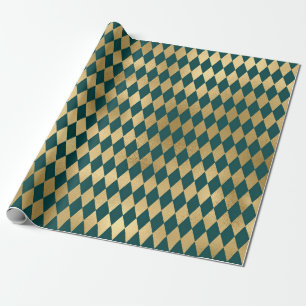 Papel De Regalo Patrón de diamantes turquesa y Relieve metalizado