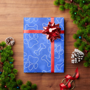 Papel De Regalo Patrón de Dibujo de Pata de Perro y Huesos Acolor 
