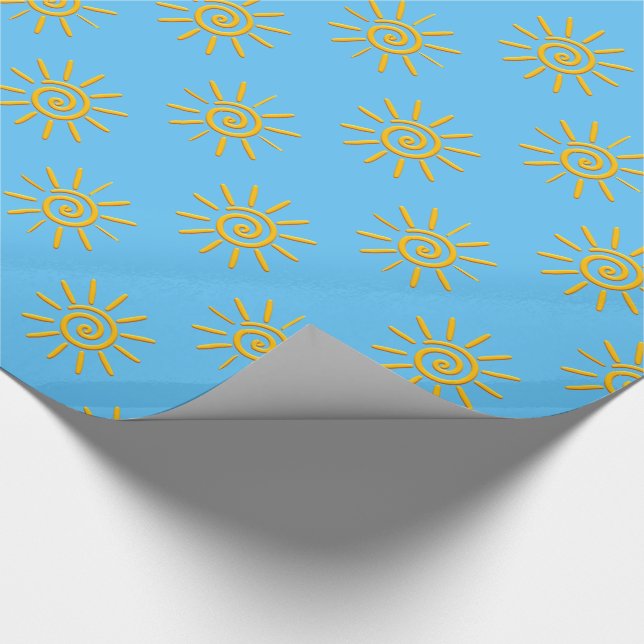 Papel De Regalo Patrón de dibujo de sol amarillo 3D (Esquina)