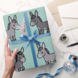 Papel De Regalo Patrón de dibujos animados de burro lindo