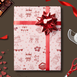 Papel De Regalo Patrón de dibujos para fiesta de Galentines