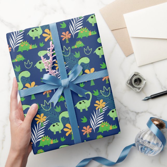 Papel De Regalo Patrón de dinosaurio colorido  (Regalar)