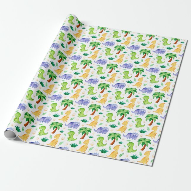 Papel De Regalo Patrón de dinosaurio cutáneo neonatal (Desenrollado)