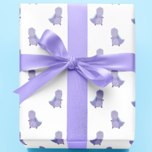 Papel De Regalo Patrón de dinosaurio de bebé azul púrpura