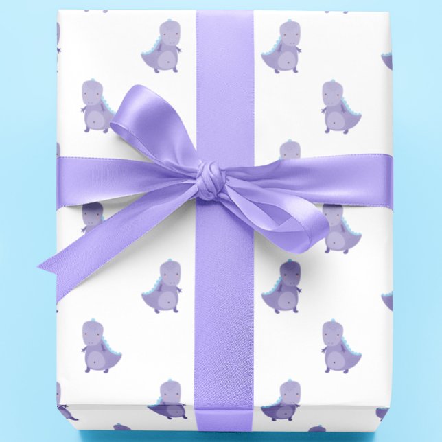 Papel De Regalo Patrón de dinosaurio de bebé azul púrpura (Subido por el creador)