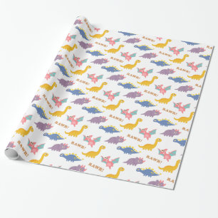 Papel De Regalo Patrón de dinosaurio lindo y colorido para niños