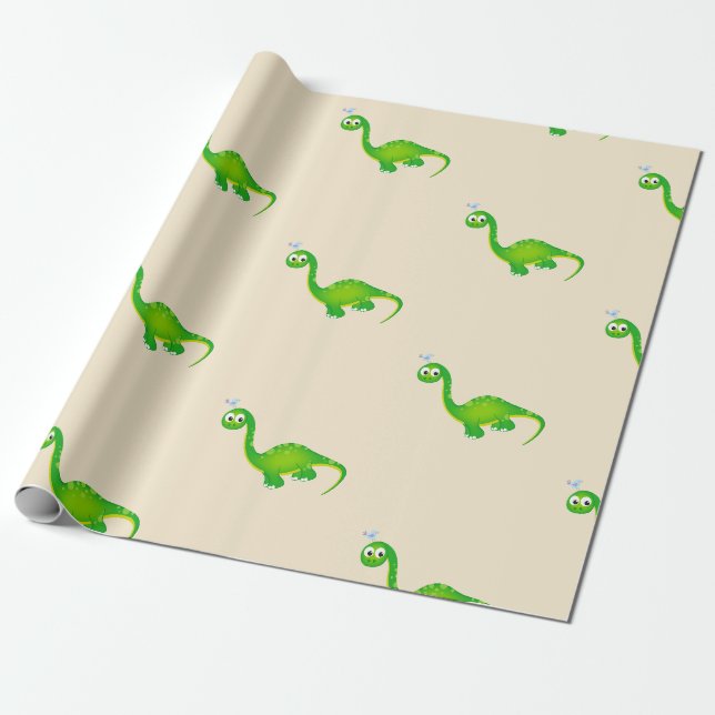 Papel De Regalo Patrón de dinosaurio prehistórico (Desenrollado)