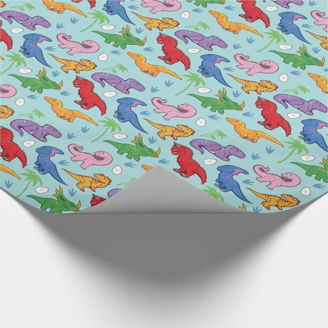Papel De Regalo Patrón de dinosaurios curados (Esquina)